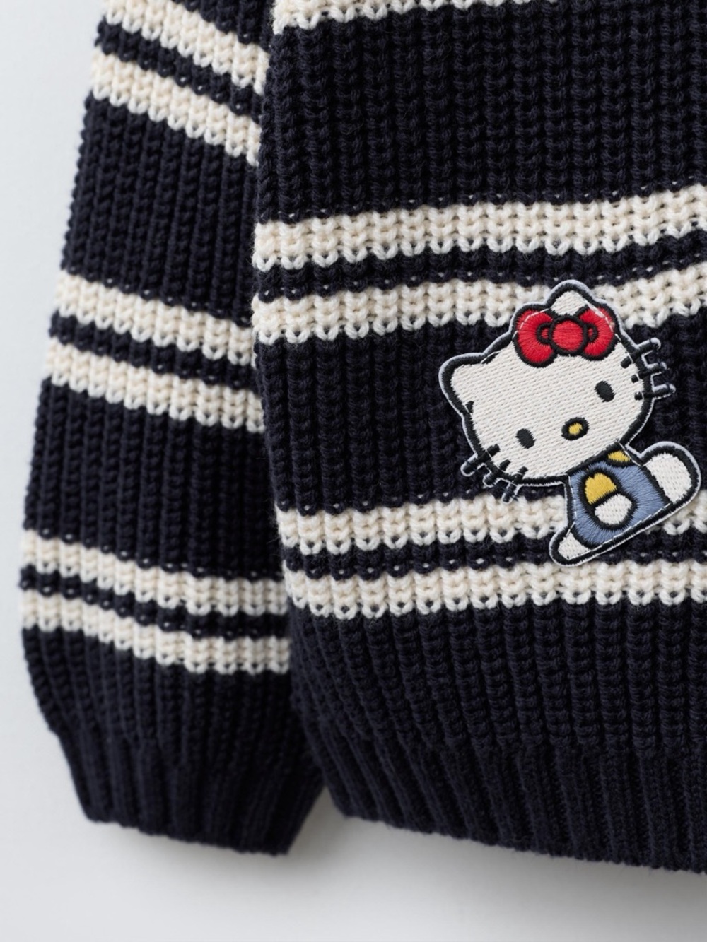 NWT Zara Kids Girls STRIPED KNIT HELLO KITTY SANRIO PATCH SWEATER Size 1.5 - Picture 4 of 8